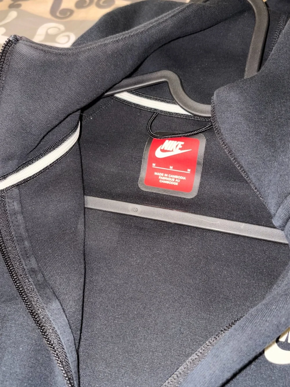 Nike Black Full-Zip Hoodie with Grey Trim